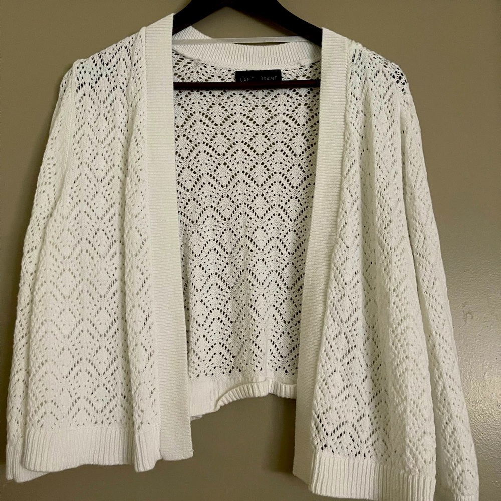 NWOT Lane Bryant White Knit Crop Sweater Cardigan